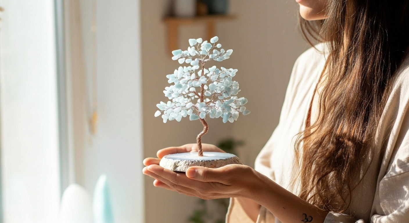 Arbre de Vie en Aigue-Marine : Une Décoration qui Invite à la Sérénité