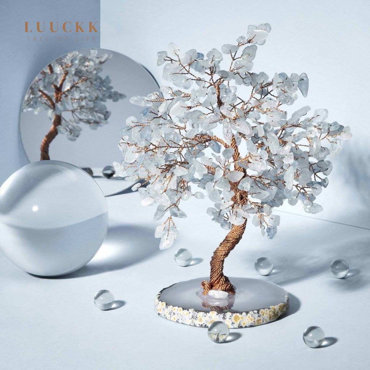Ascension - Arbre de vie Aigue Marine et base Agate