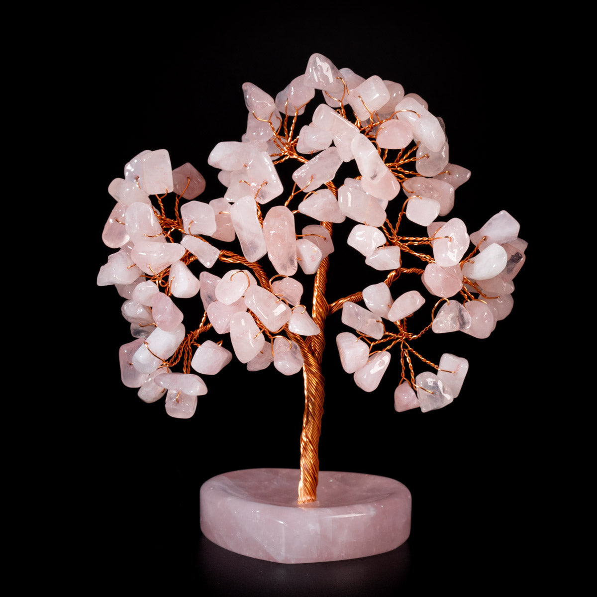 Affection - Arbre de Vie en Pierres Base Cœur en Quartz Rose