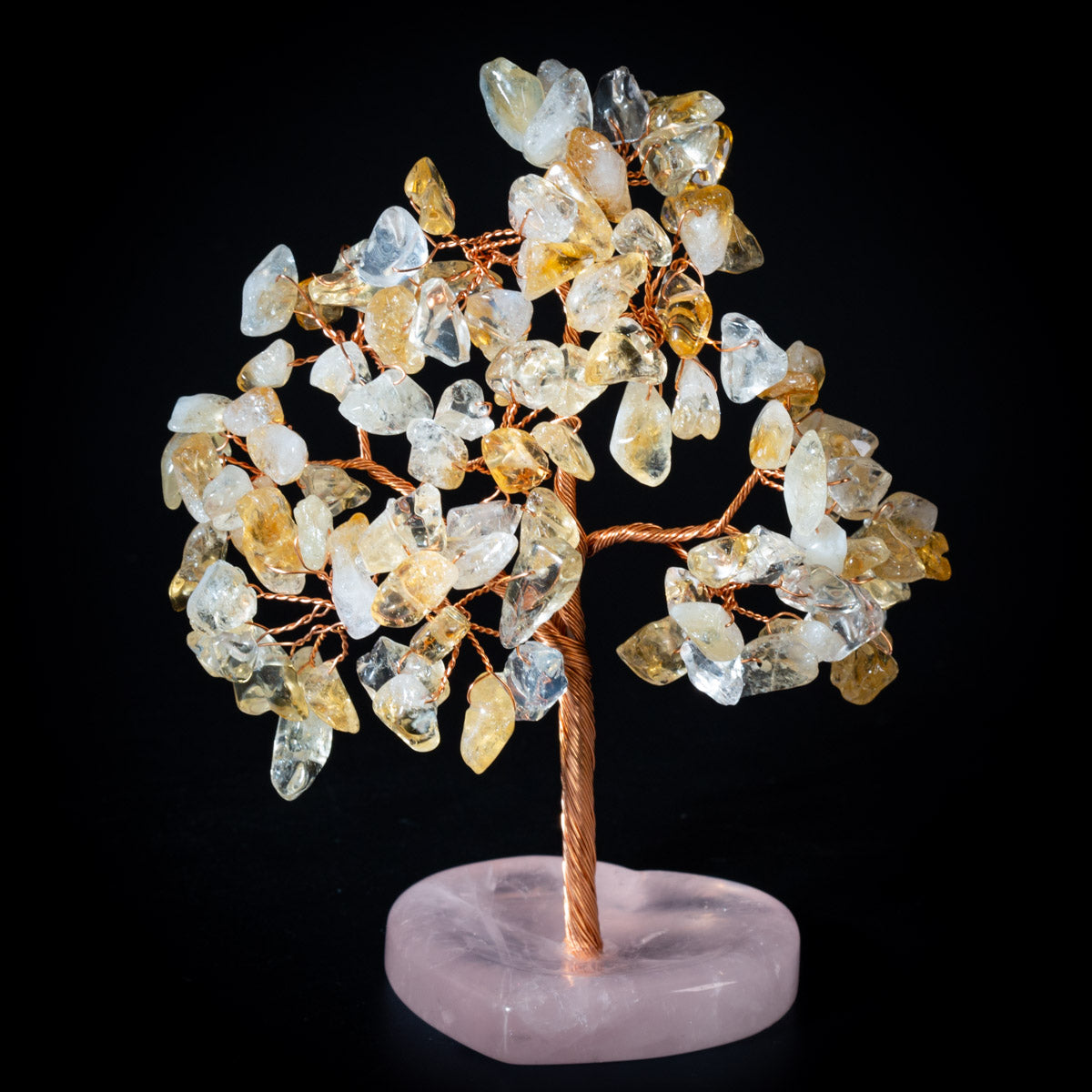 Affection - Arbre de Vie en Pierres Base Cœur en Quartz Rose