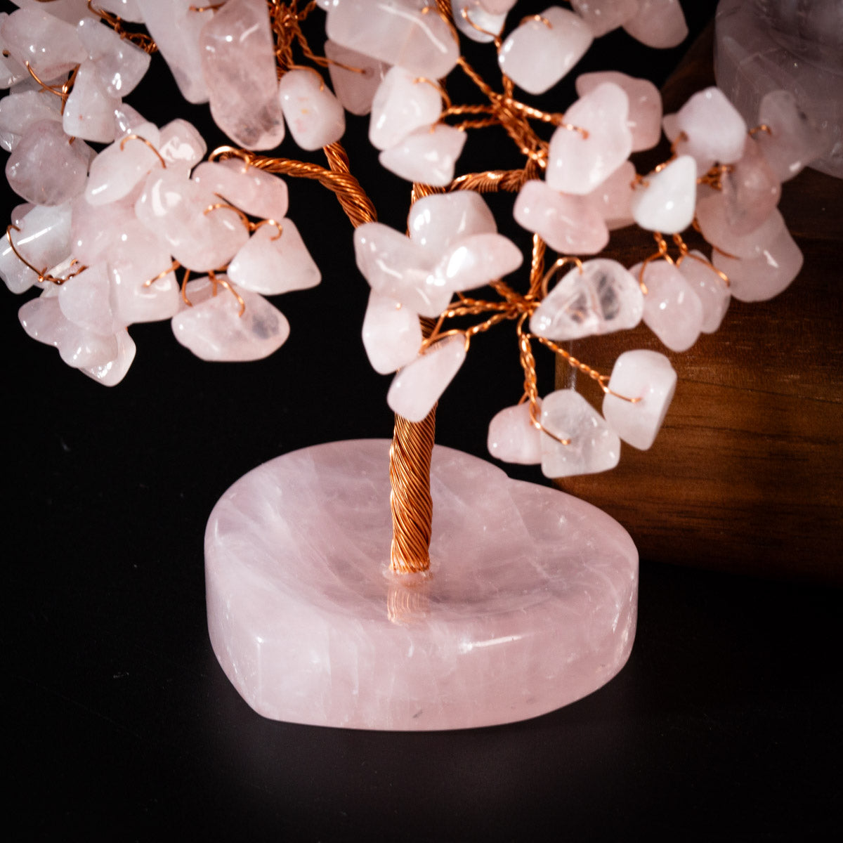 Affection - Arbre de Vie en Pierres Base Cœur en Quartz Rose