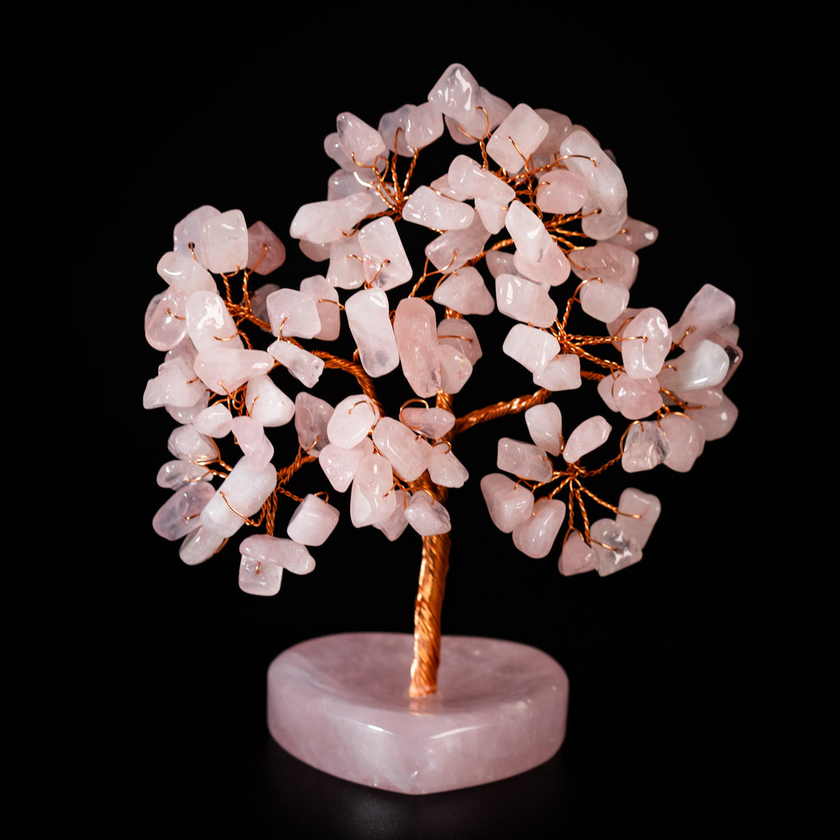 Affection - Arbre de Vie en Pierres Base Cœur en Quartz Rose