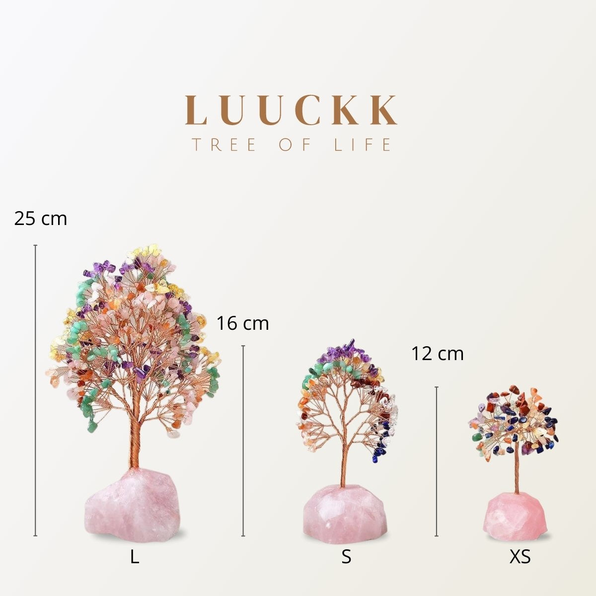 Joie de Vivre – Arbre de Vie en Pierres de 7 Chakras et Quartz Rose