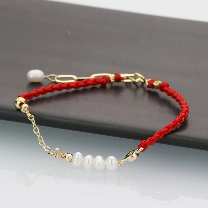 Bracelet Fil Rouge "Corail Charmant " Argent
