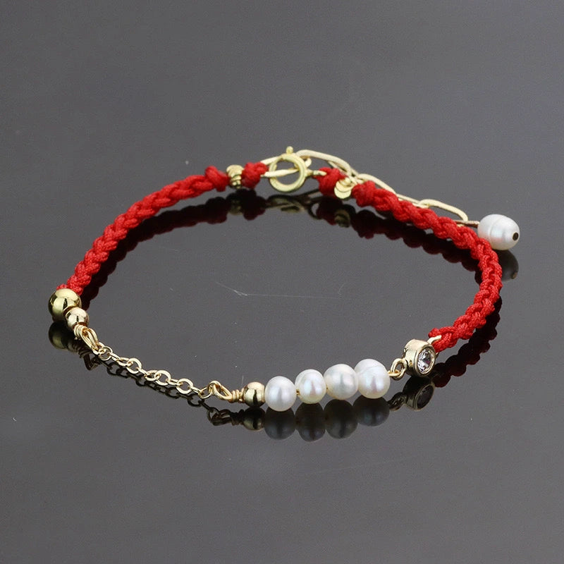Bracelet Fil Rouge "Corail Charmant " Argent
