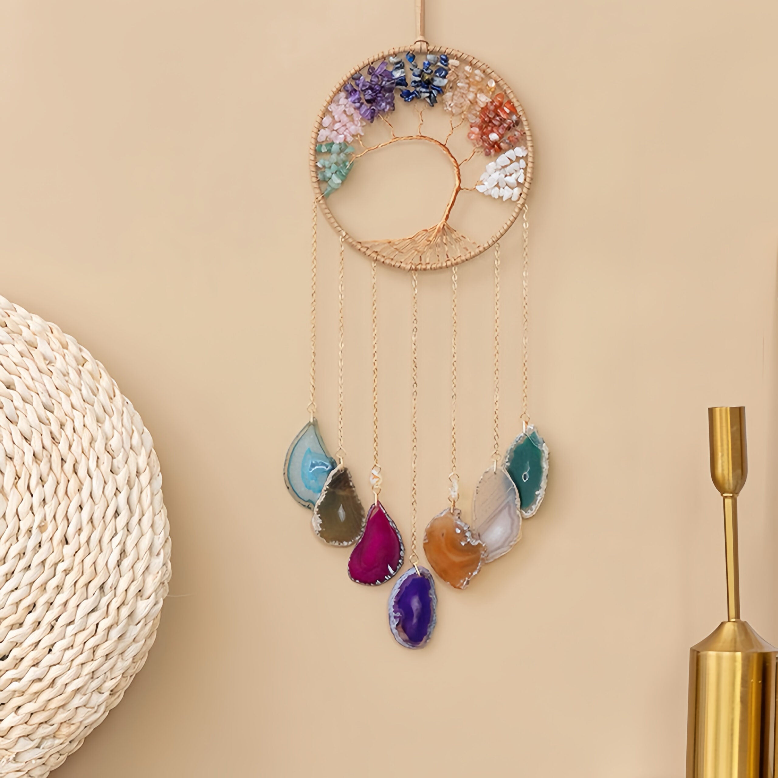 Harmonie - Capteur de Soleil Arbre de Vie en Agate et Pierres 7 Chakras