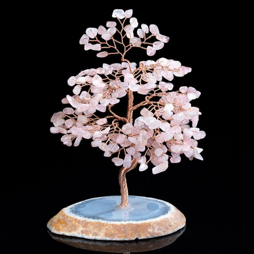 Prospérité - Arbre de Vie en Quartz Rose et Agate