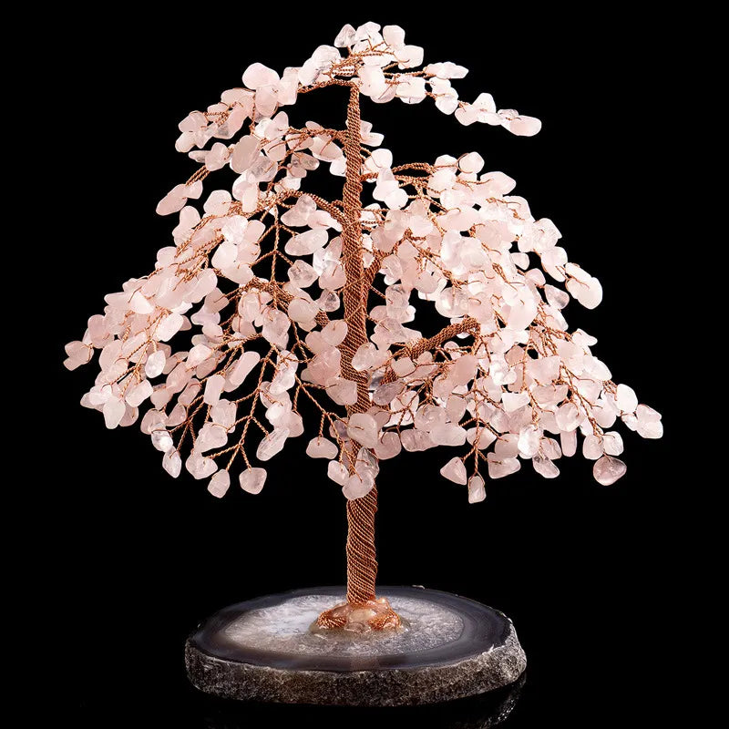 Prospérité - Arbre de Vie en Quartz Rose et Agate