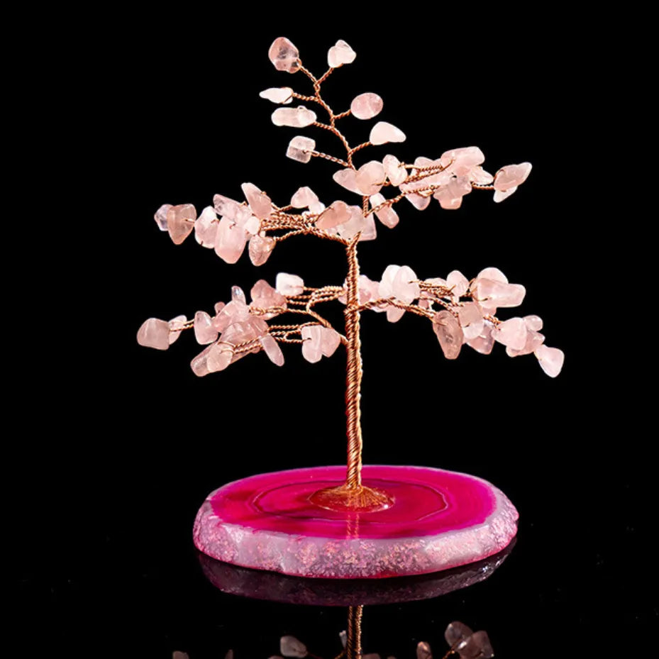 Prospérité - Arbre de Vie en Quartz Rose et Agate