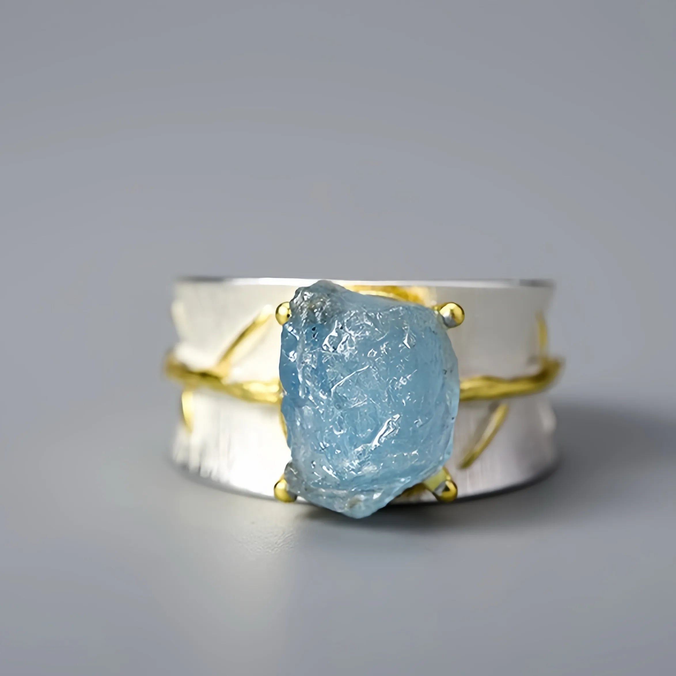 Bague Aigue Marine "Brume Marine" Argent