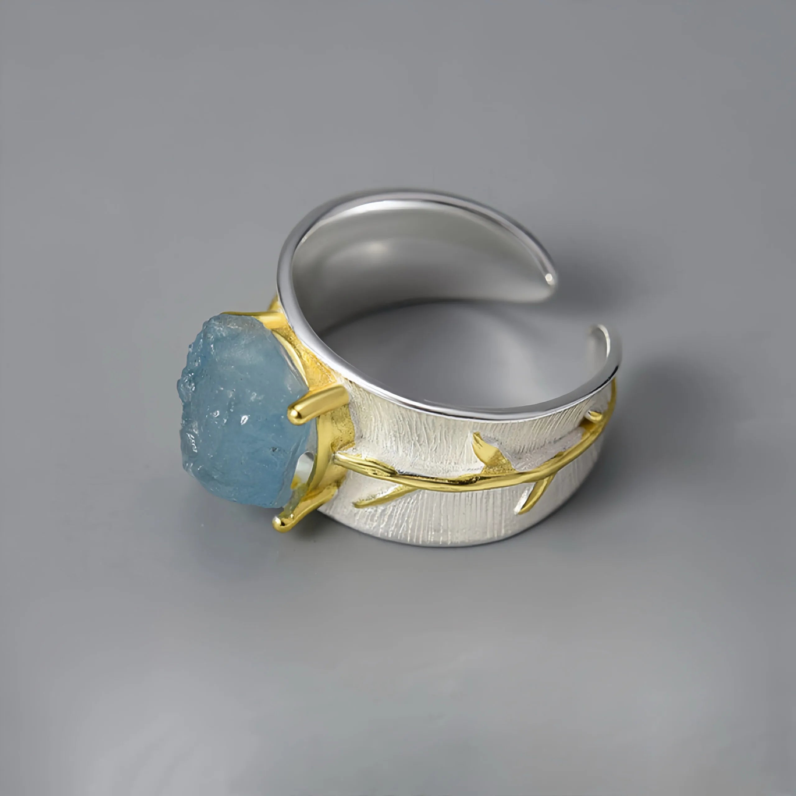 Bague Aigue Marine "Brume Marine" Argent