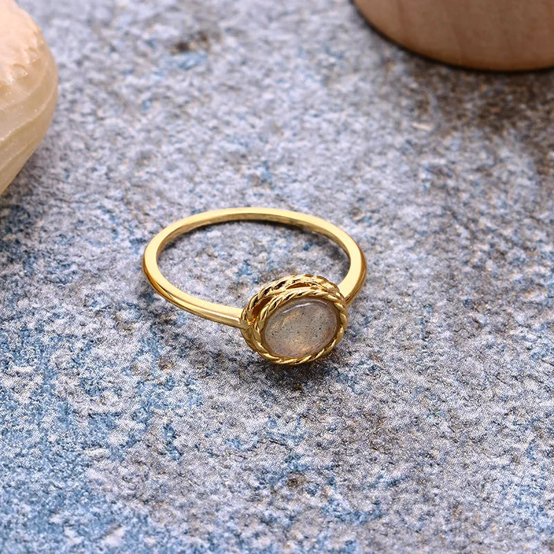 Bague Aigue Marine ou Labradorite "Charme Marin" Argent Doré Or