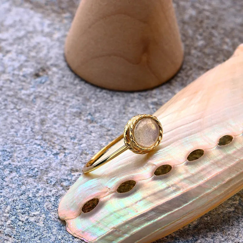 Bague Aigue Marine ou Labradorite "Charme Marin" Argent Doré Or