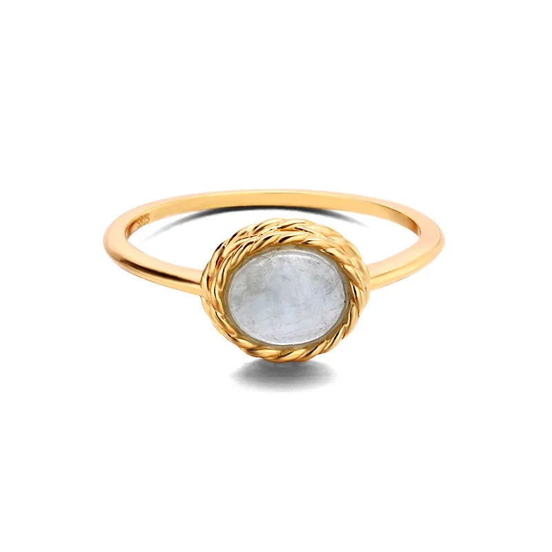 Bague Aigue Marine ou Labradorite "Charme Marin" Argent Doré Or