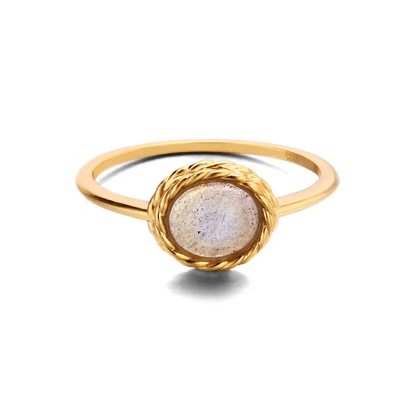 Bague Aigue Marine ou Labradorite "Charme Marin" Argent Doré Or
