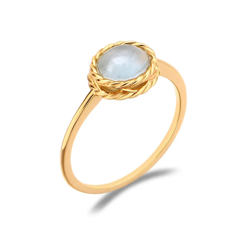 Bague Aigue Marine ou Labradorite "Charme Marin" Argent Doré Or
