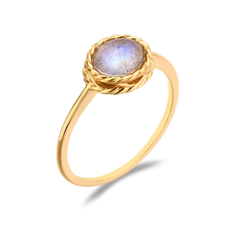 Bague Aigue Marine ou Labradorite "Charme Marin" Argent Doré Or
