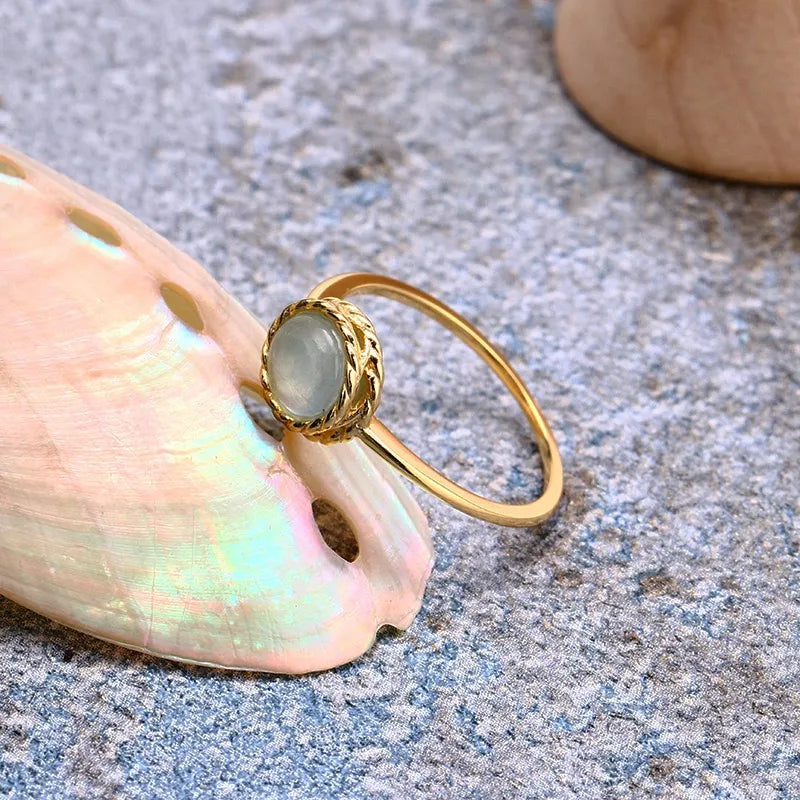 Bague Aigue Marine ou Labradorite "Charme Marin" Argent Doré Or