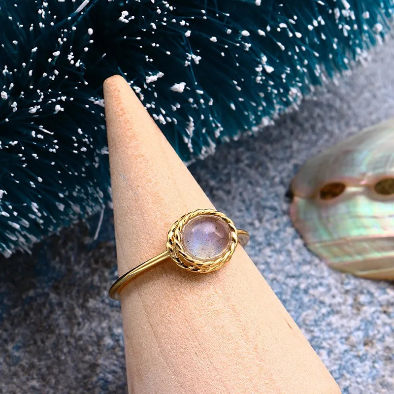 Bague Aigue Marine ou Labradorite "Charme Marin" Argent Doré Or