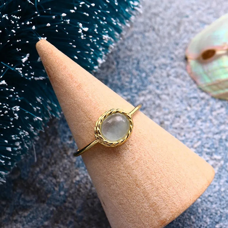 Bague Aigue Marine ou Labradorite "Charme Marin" Argent Doré Or