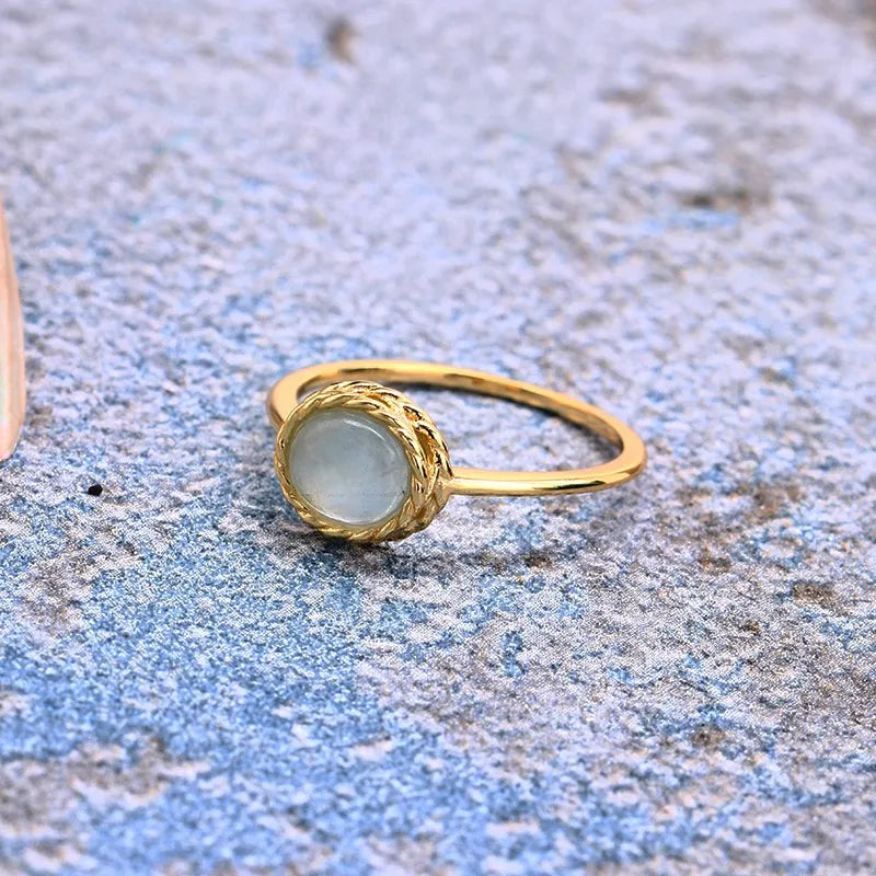 Bague Aigue Marine ou Labradorite "Charme Marin" Argent Doré Or