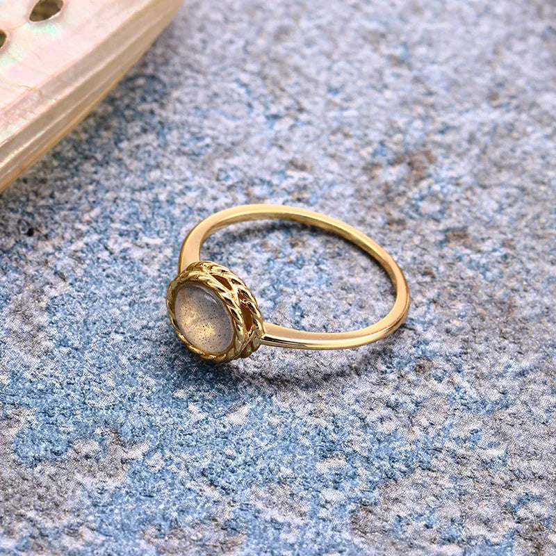 Bague Aigue Marine ou Labradorite "Charme Marin" Argent Doré Or