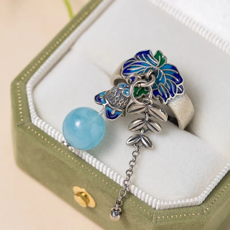 Bague Aigue Marine "Fleur du Ciel" Argent