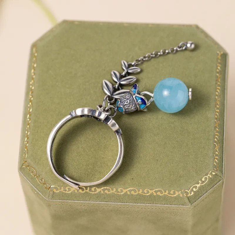 Bague Aigue Marine "Fleur du Ciel" Argent