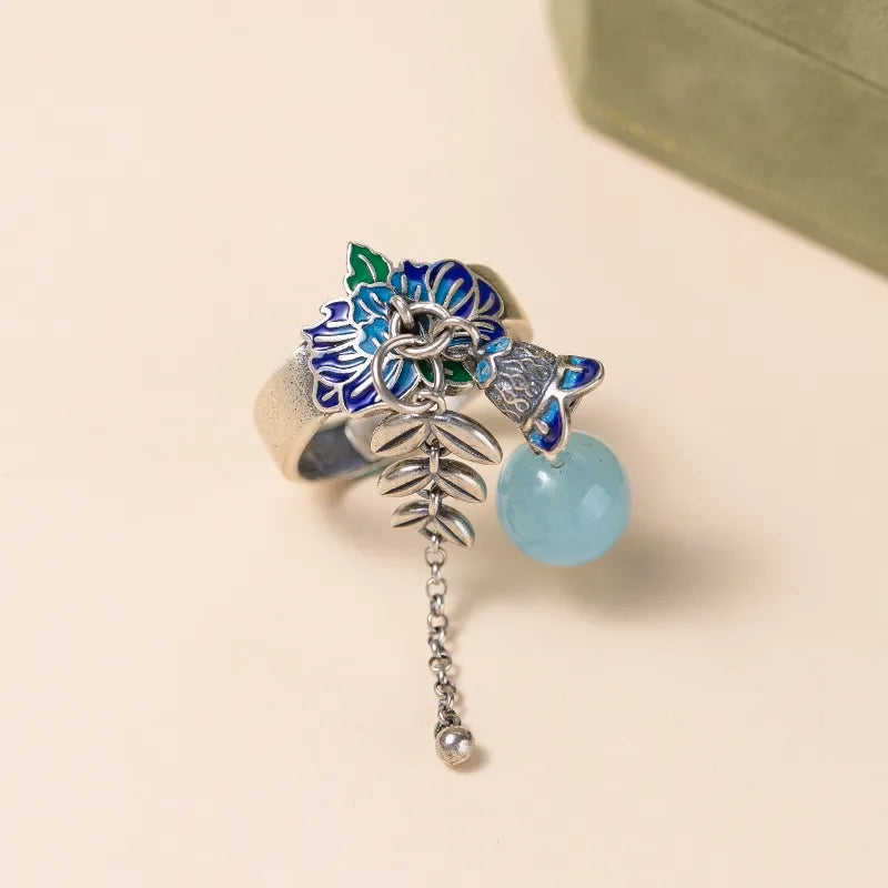 Bague Aigue Marine "Fleur du Ciel" Argent