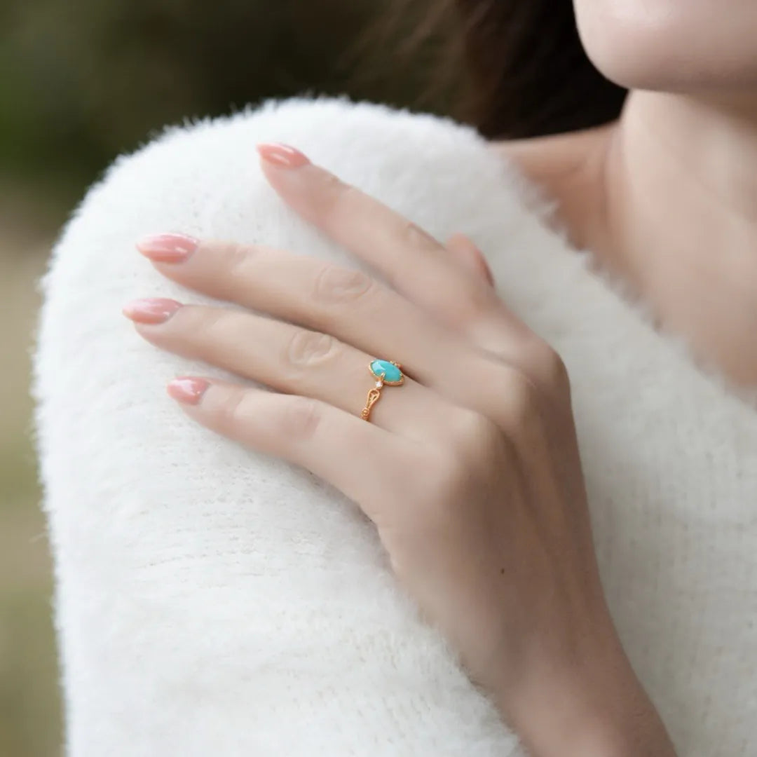 Bague Amazonite "Éclat Harmonieux" Argent Doré Or
