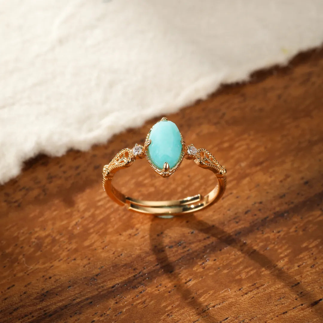 Bague Amazonite "Éclat Harmonieux" Argent Doré Or