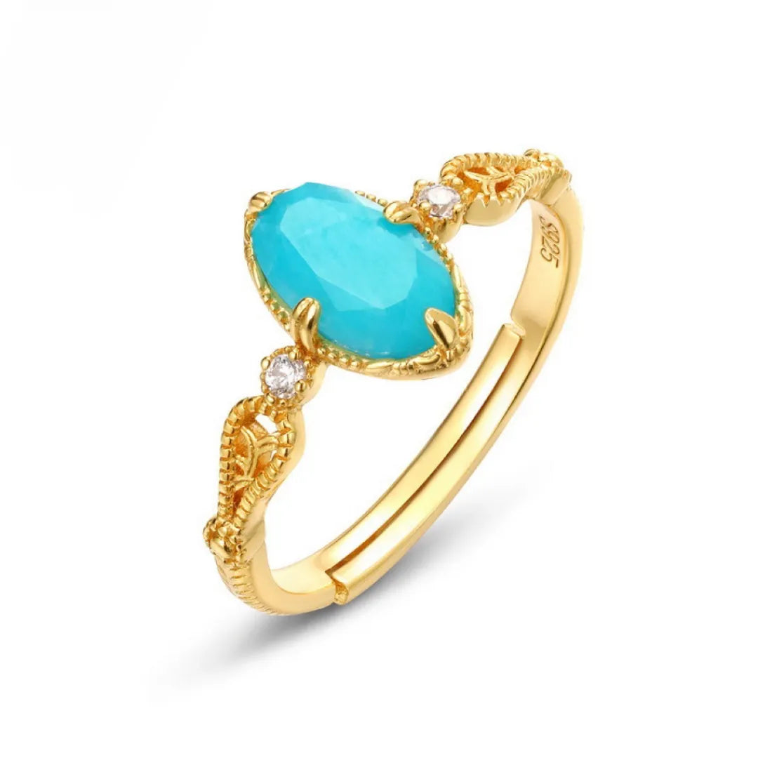 Bague Amazonite "Éclat Harmonieux" Argent Doré Or
