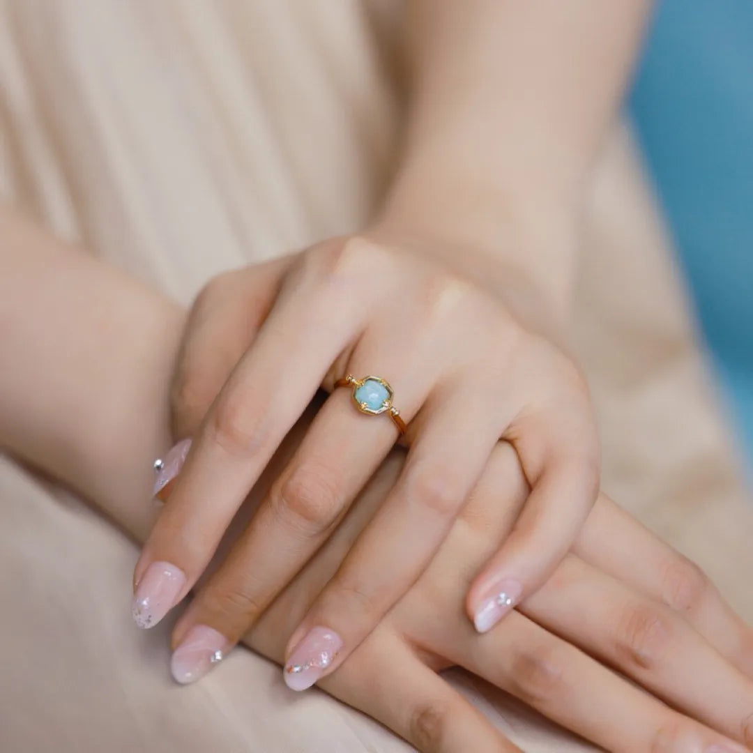 Bague Amazonite "Éclat Subtil" Argent Doré Or