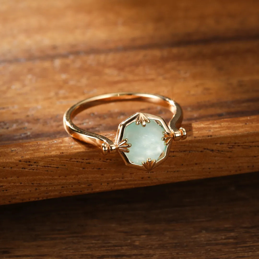 Bague Amazonite "Éclat Subtil" Argent Doré Or