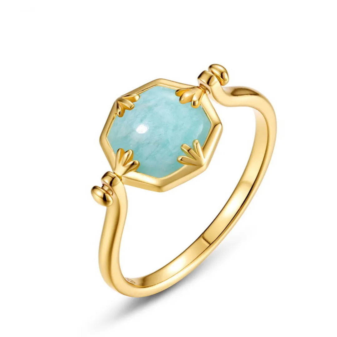 Bague Amazonite "Éclat Subtil" Argent Doré Or