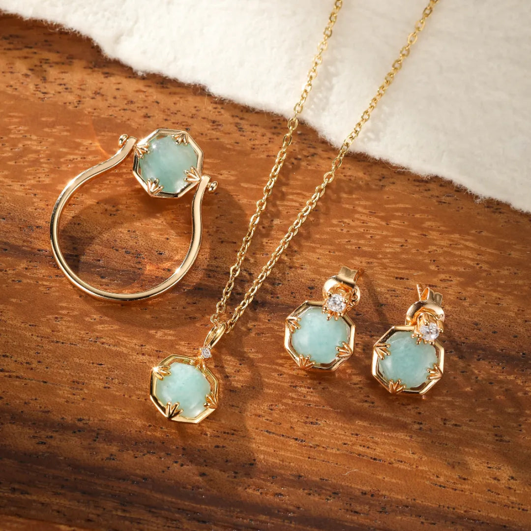 Bague Amazonite "Éclat Subtil" Argent Doré Or