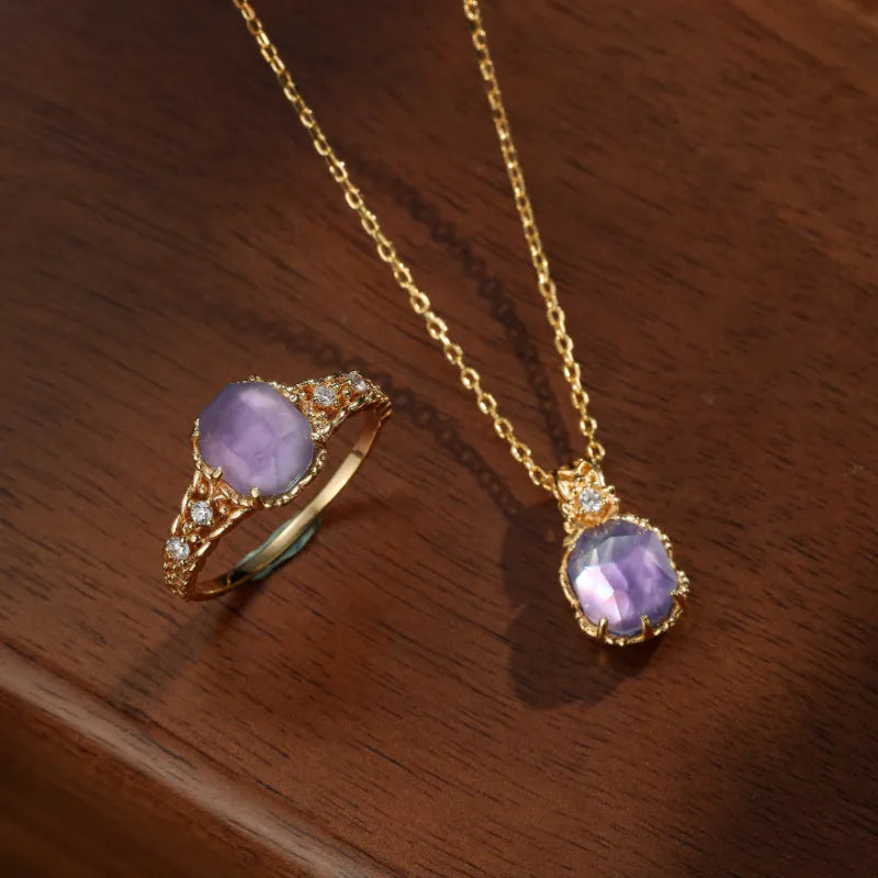 Bague Améthyste "Brume Lilas" Argent Plaqué Or