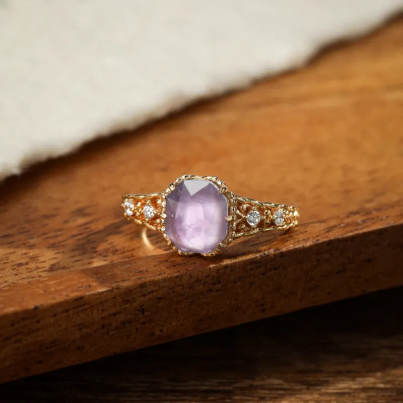 Bague Améthyste "Brume Lilas" Argent Plaqué Or
