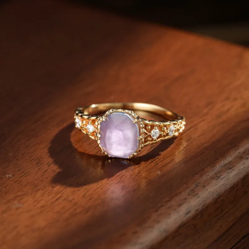 Bague Améthyste "Brume Lilas" Argent Plaqué Or