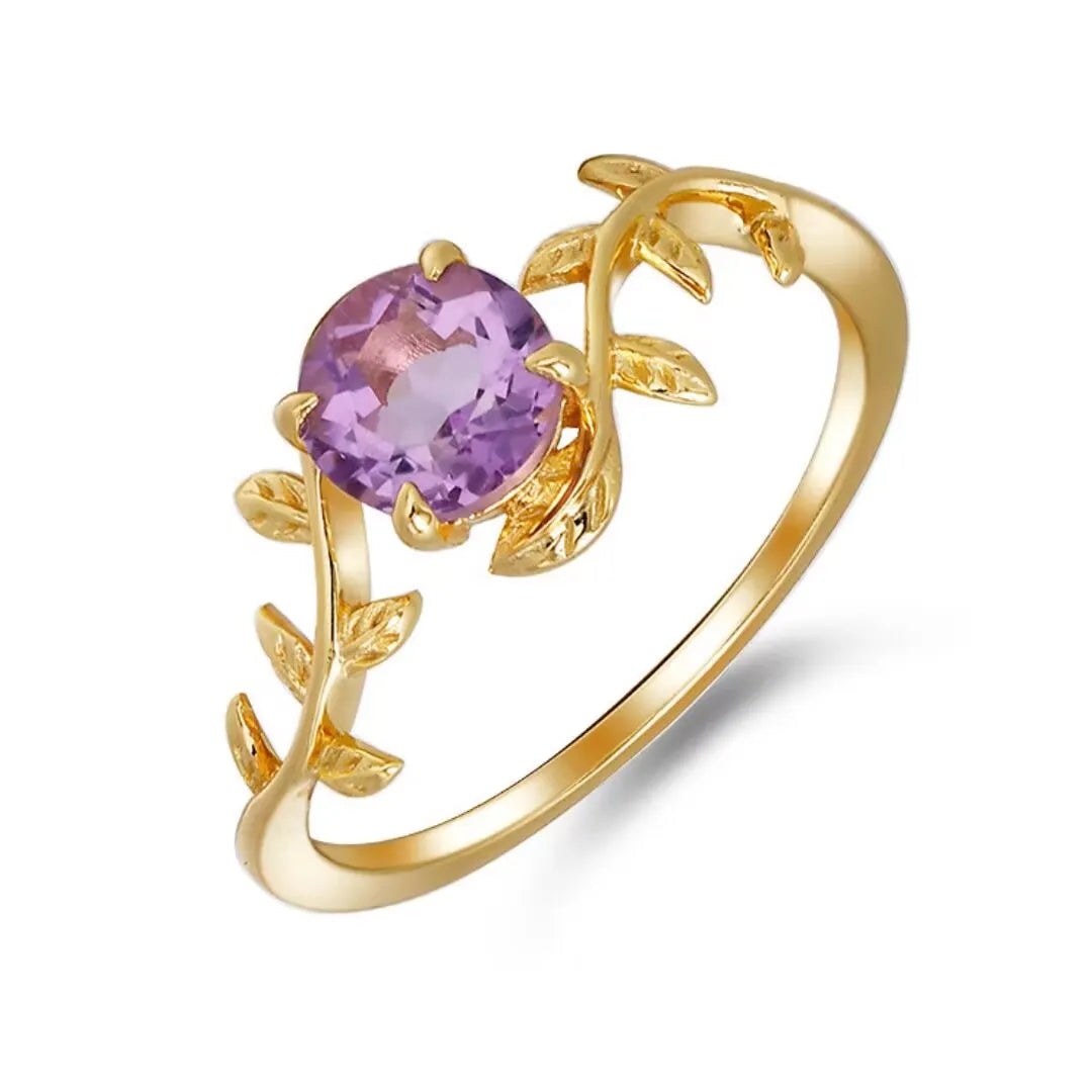 Anillo de Amatista "Jardín Refinado" Plata Dorada