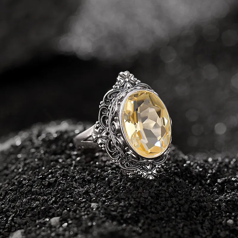 Bague Améthyste ou Citrine "Splendeur d'Antan" Argent