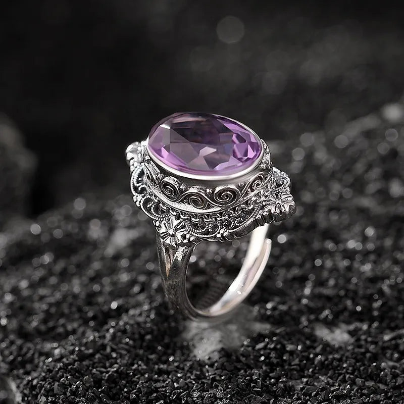 Bague Améthyste ou Citrine "Splendeur d'Antan" Argent