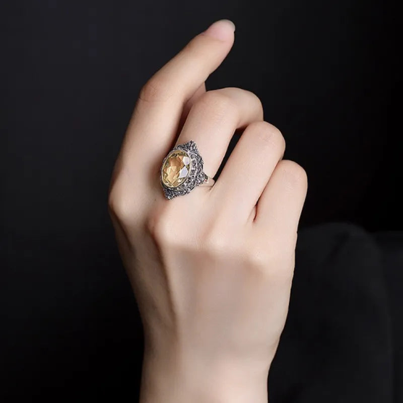 Bague Améthyste ou Citrine "Splendeur d'Antan" Argent