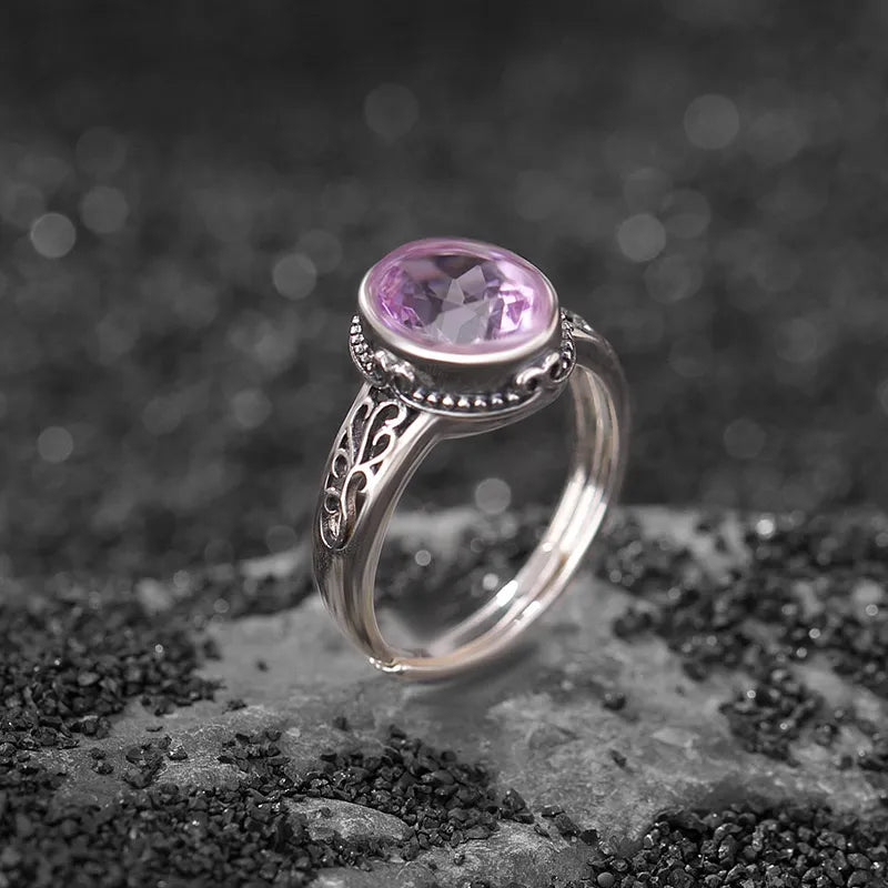 Bague Améthyste ou Citrine "Vintage Mystique" Argent