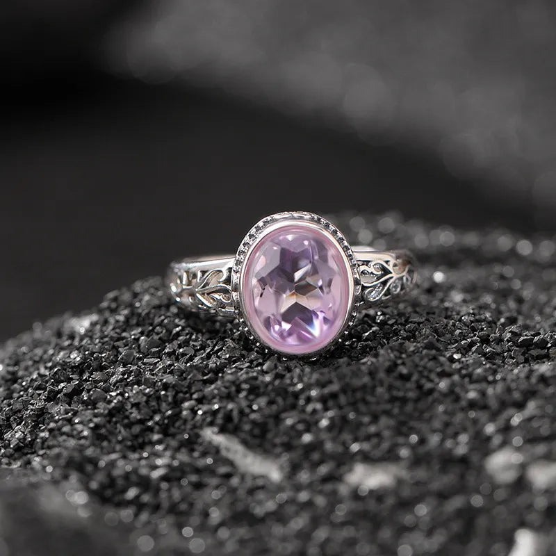 Bague Améthyste ou Citrine "Vintage Mystique" Argent