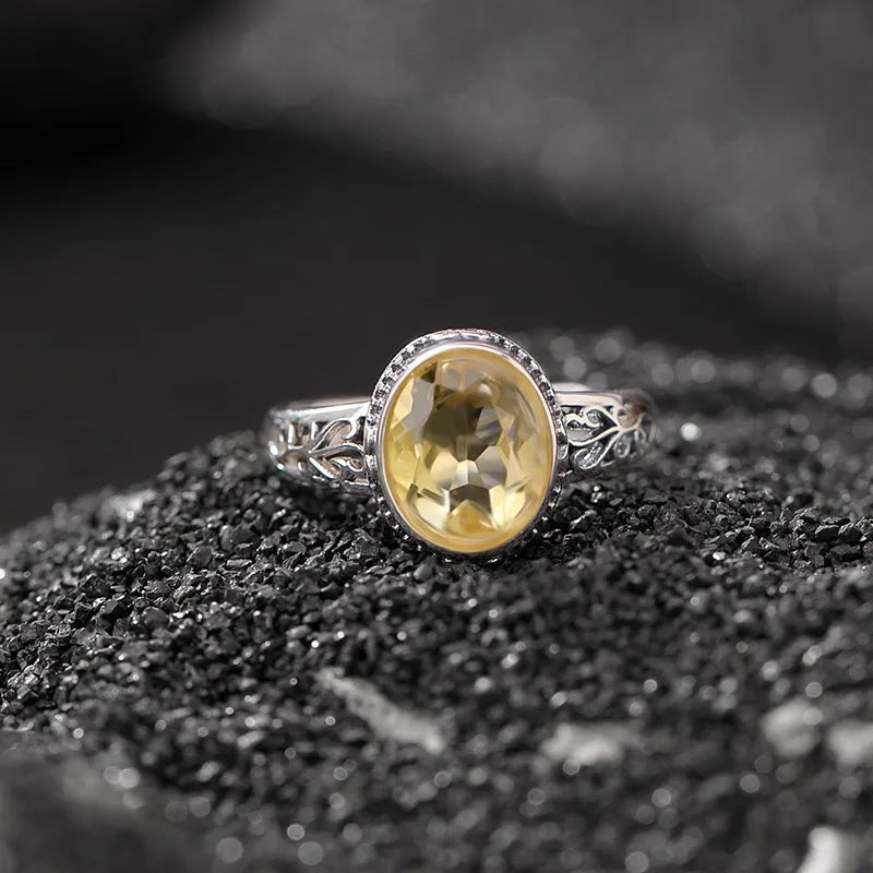 Bague Améthyste ou Citrine "Vintage Mystique" Argent