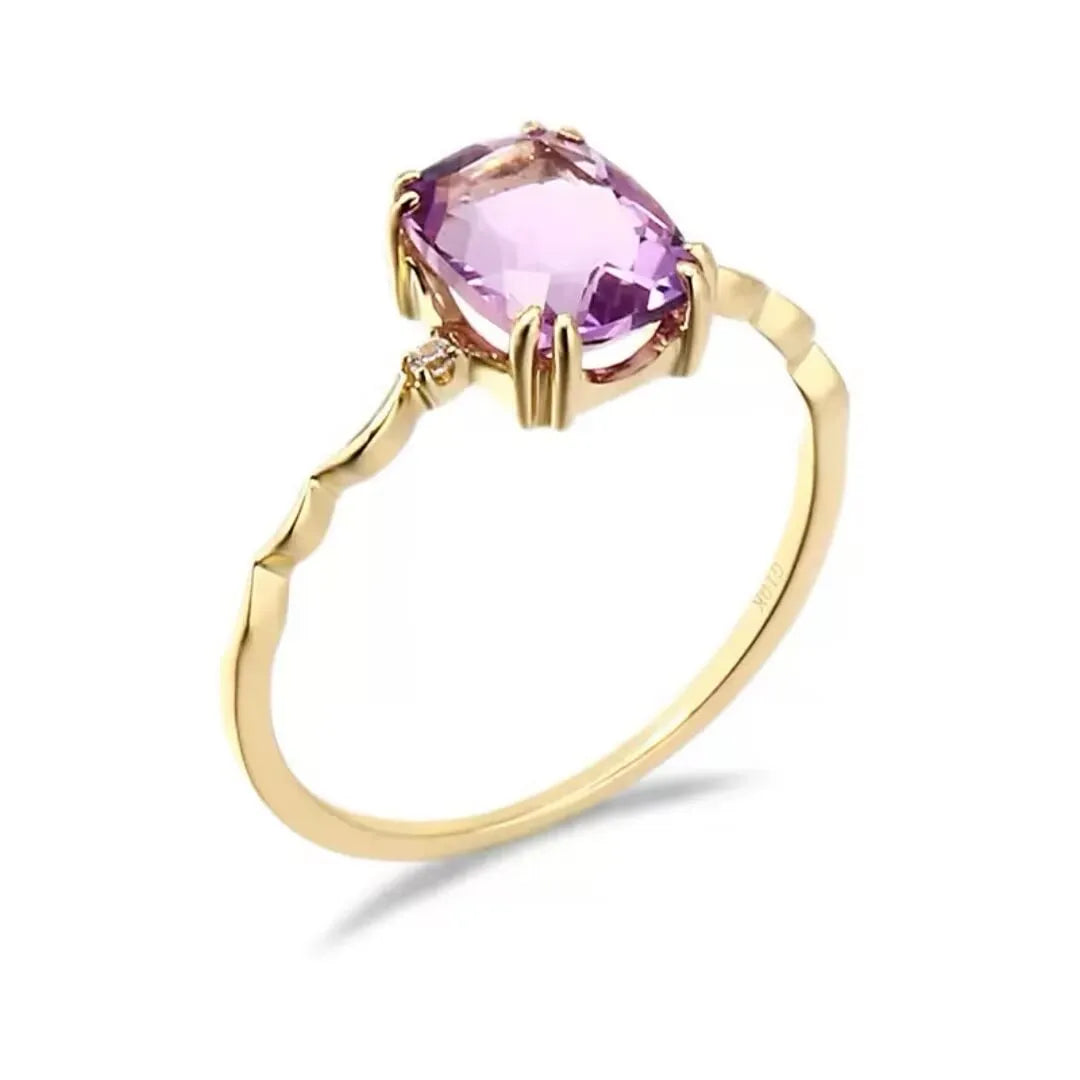 Anillo de Amatista "Violeta Encantador" Plata Dorada
