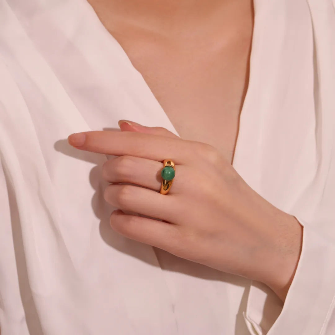 Aventurine Ring "Green Sparkle" Gold