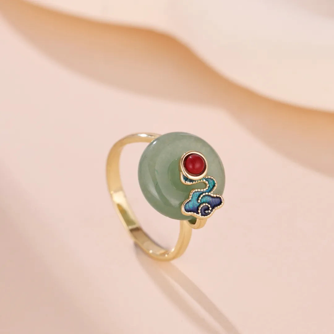 Bague Aventurine "Rêve de Nuage" Doré Or