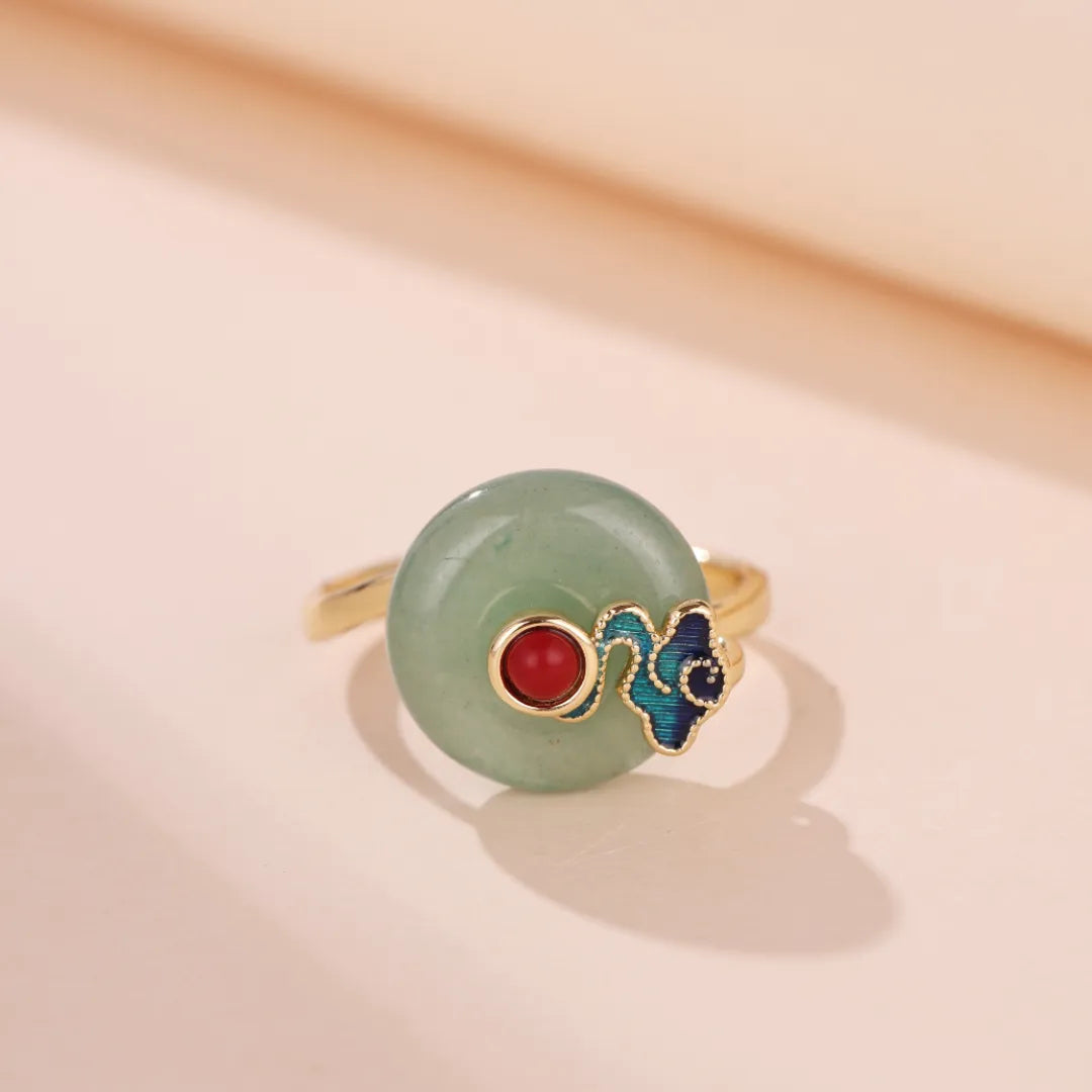 Bague Aventurine "Rêve de Nuage" Doré Or